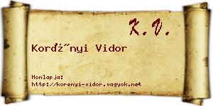 Korényi Vidor névjegykártya